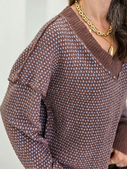 Contrast Stitch V Neck Sweater