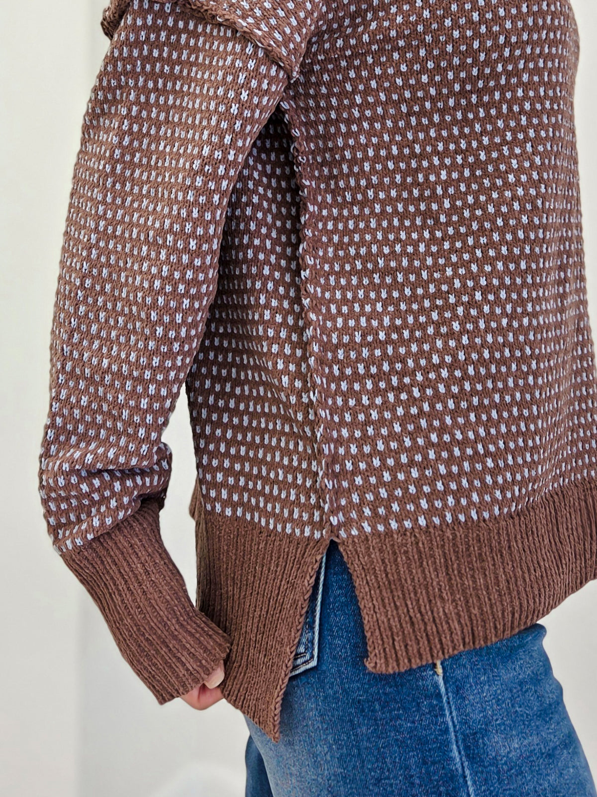 Contrast Stitch V Neck Sweater