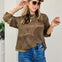 Camo Print Layered Waffle Knit Top