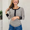 Long Sleeve Striped Ribbed Henley Top
