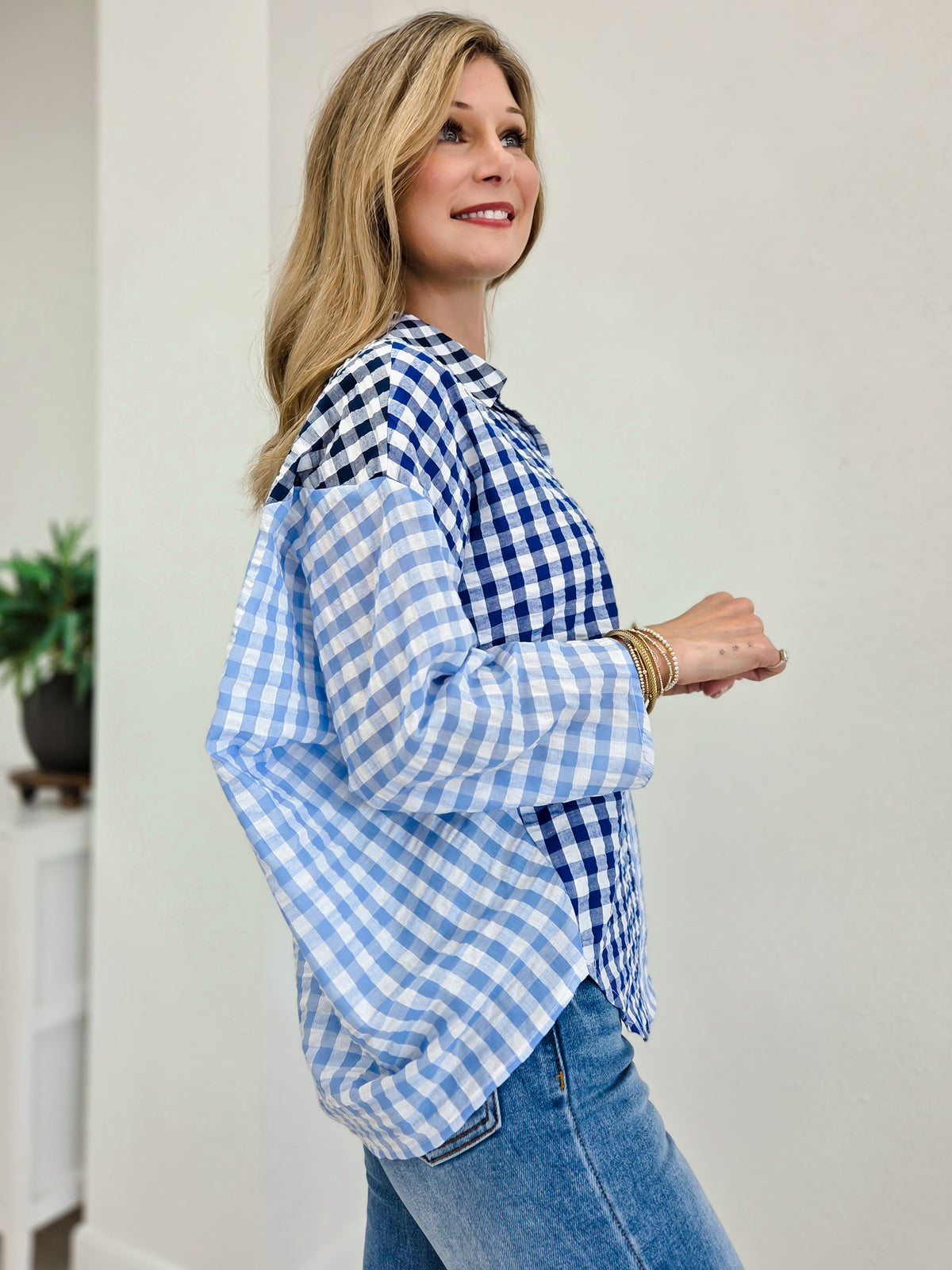 Gingham Girl Half Sleeve Blouse
