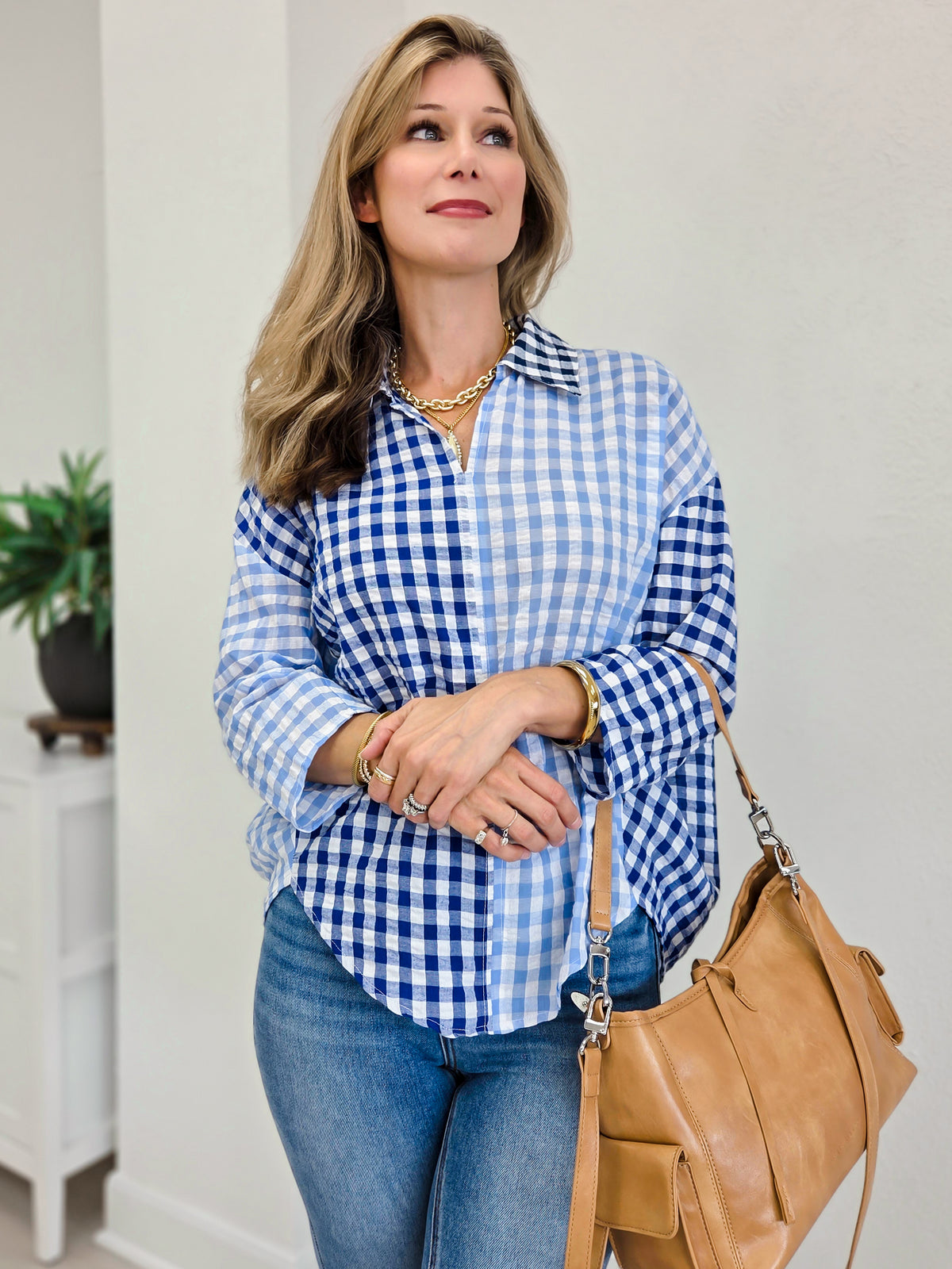 Gingham Girl Half Sleeve Blouse