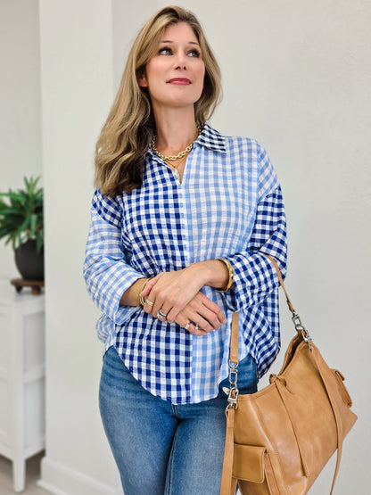 Gingham Girl Half Sleeve Blouse
