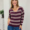 Waffle Stiped V Neck Sweater