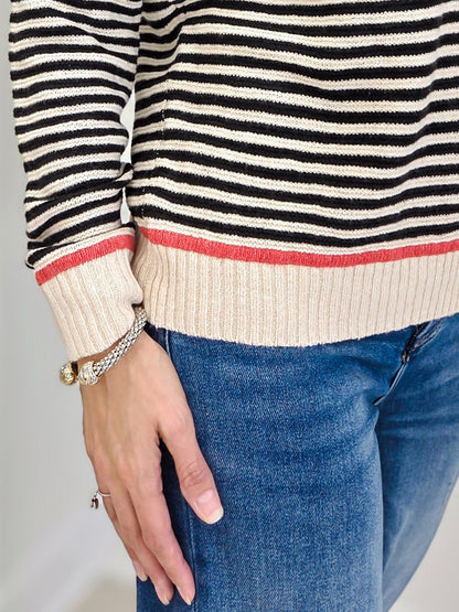Color Contrast Crew Neck Sweater