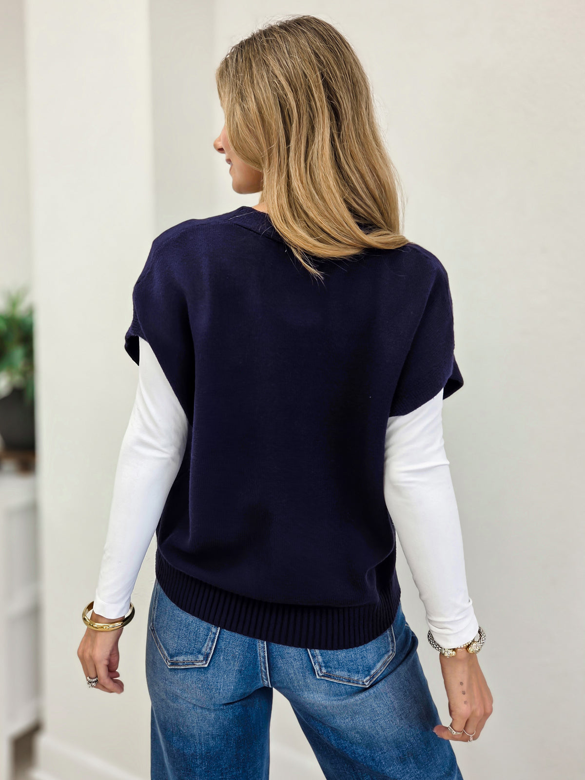 V Neck Button Down Sweater Vest