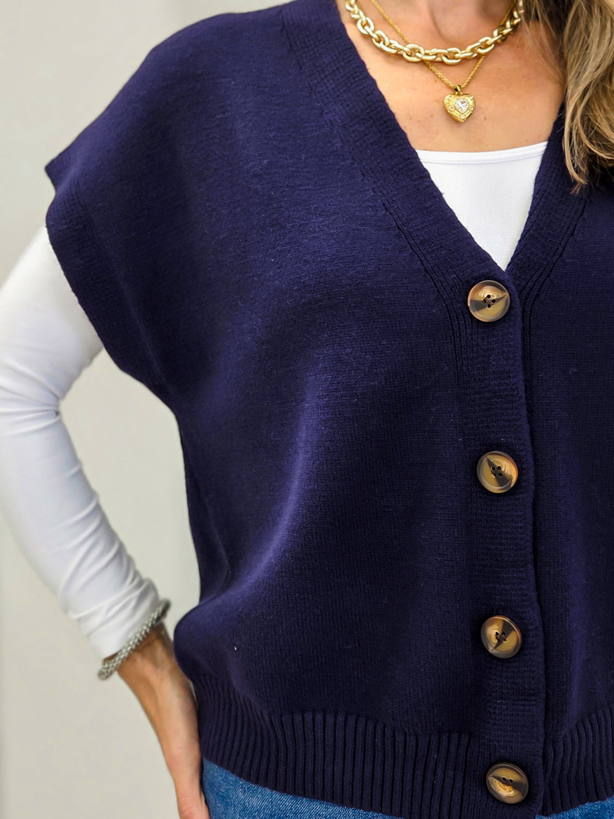 V Neck Button Down Sweater Vest
