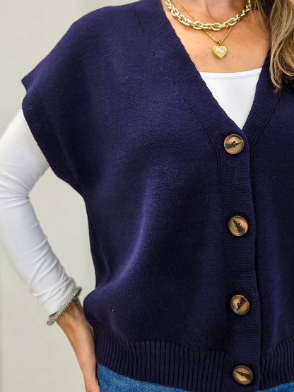 V Neck Button Down Sweater Vest