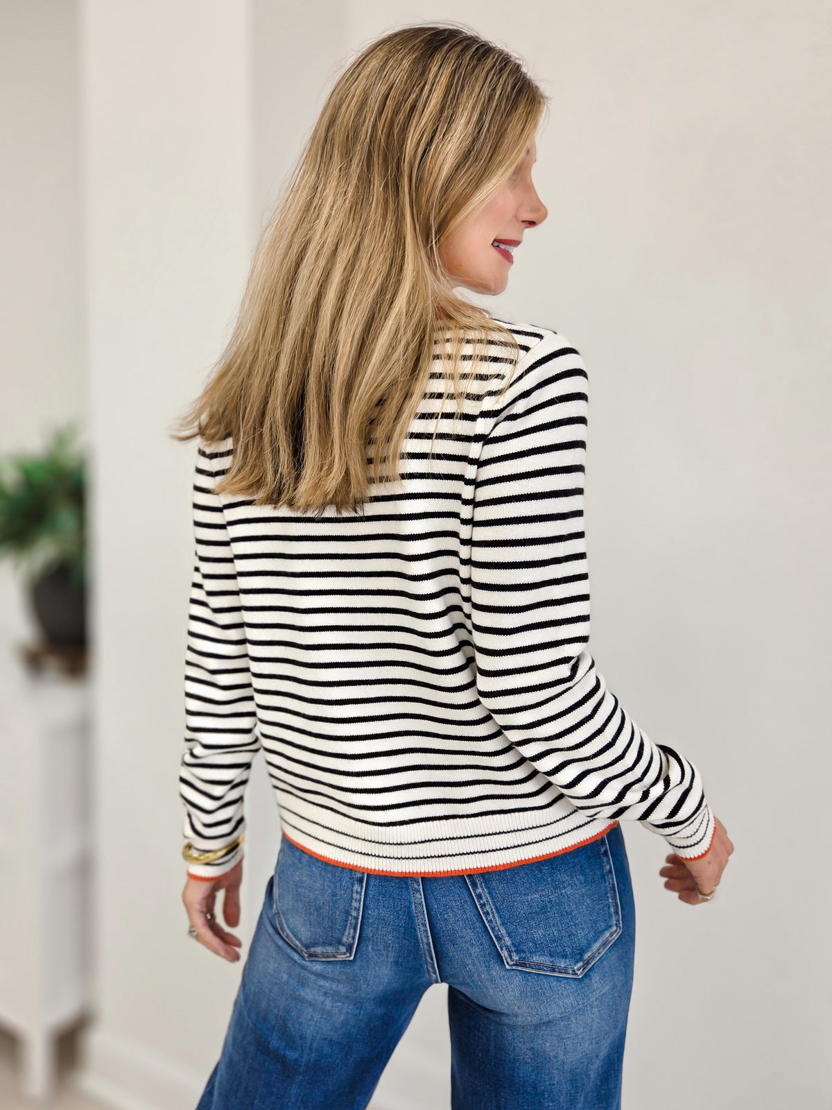 Color Accent Long Sleeve Cardigan
