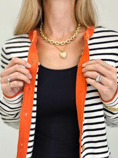 Color Accent Long Sleeve Cardigan