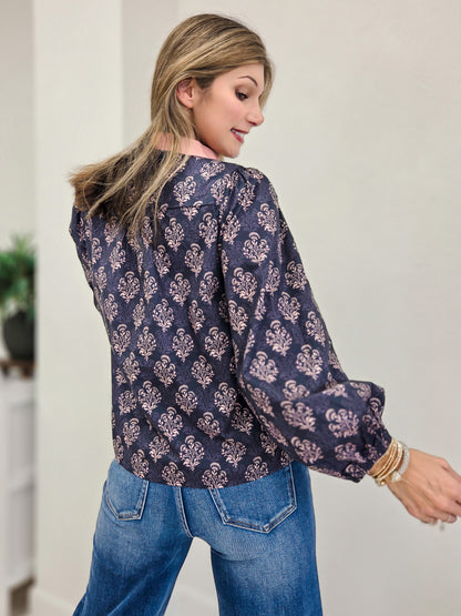 Scallop Trim Baroque Floral Top