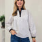 Ruffled Neckline Striped Pintuck Blouse