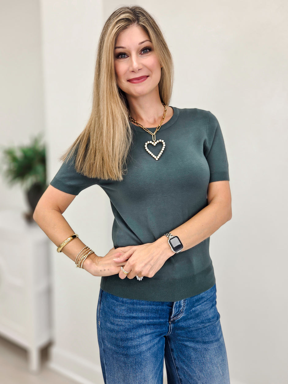 Ultra Soft Basic Short Sleeve Sweater Tee