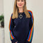 Cozy Sweater With Rainbow Stripe Sleeve Detail