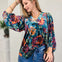 Velvet Front Pleated Floral Top
