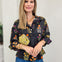 Floral Top with Big Pearl Button Accents