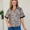 Short Sleeves Button Down Leopard Top