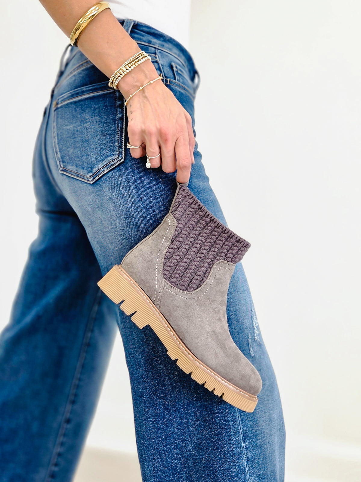 Corkys- Keep Me Warm Bootie-Grey Feux Suede Bootie