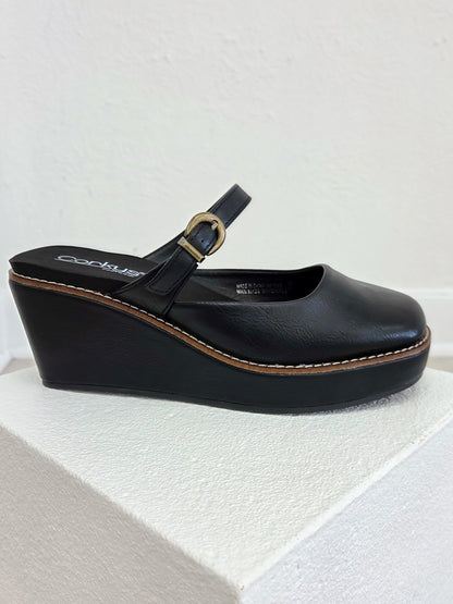Corkys- Me Time- Black Wedge