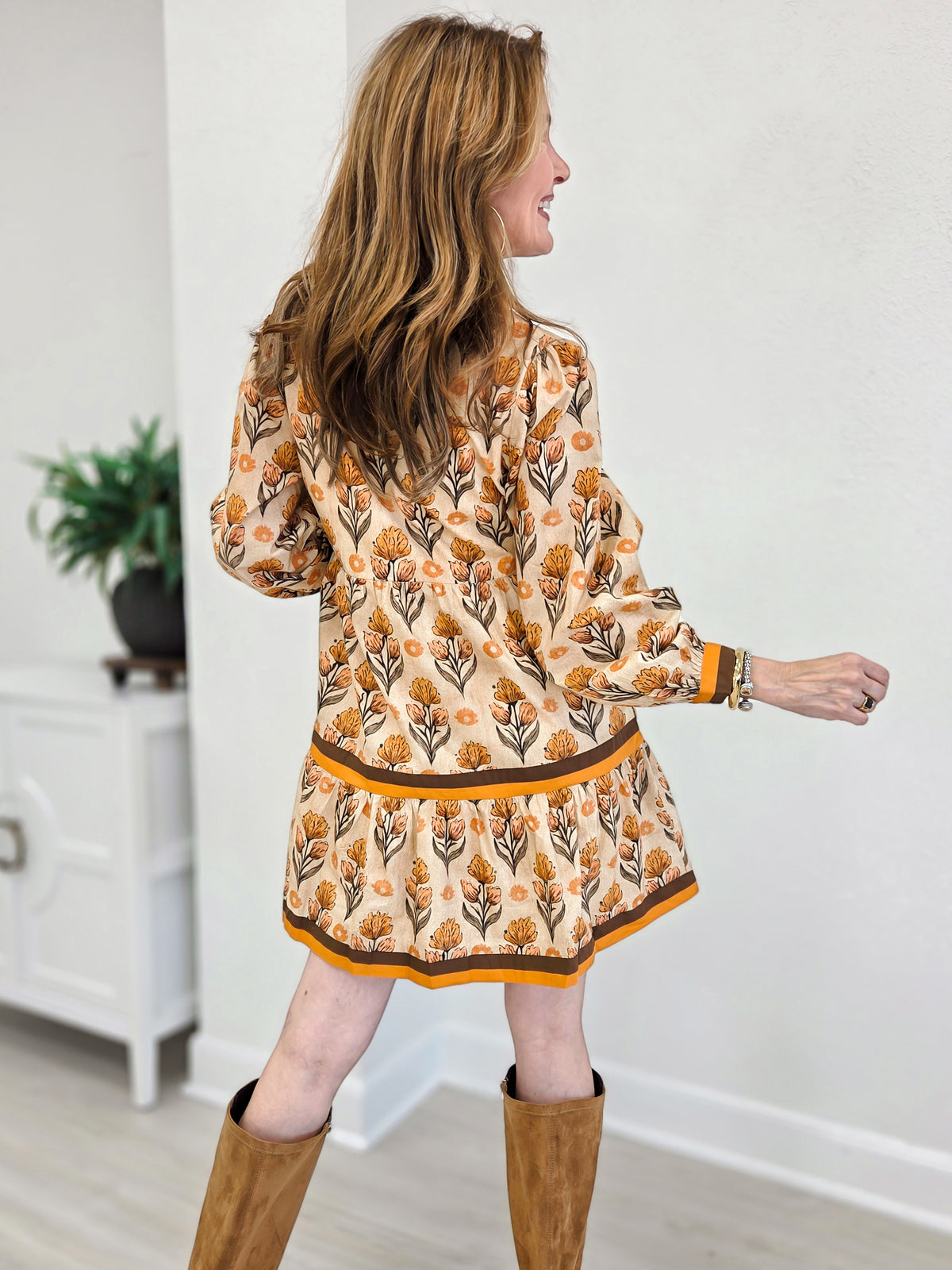 Tiered Floral Dress With Ruffle Detail