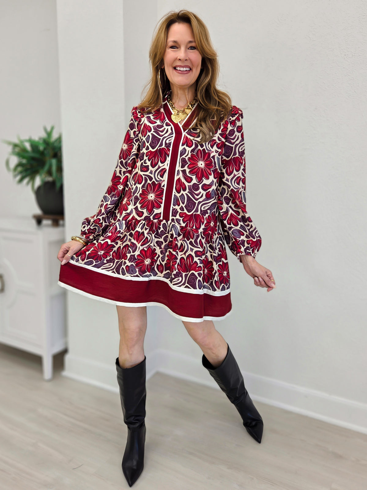 Lovely Floral Dress With Ruffle Detail
