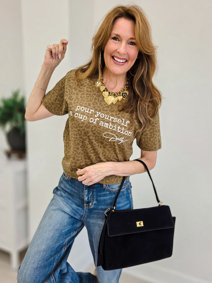 Cup Of Ambition Leopard Graphic Tee