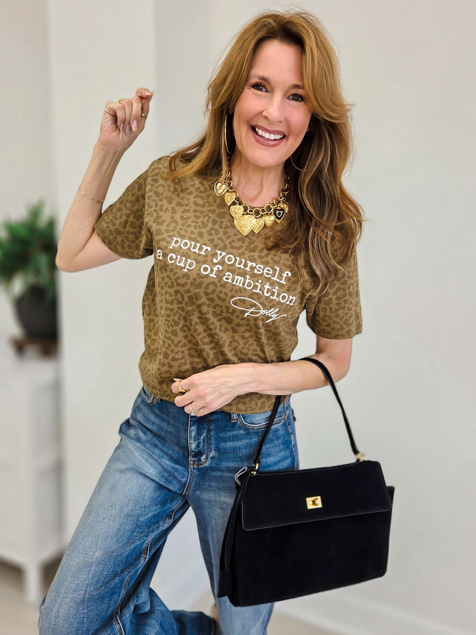Cup Of Ambition Leopard Graphic Tee