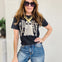 Black Gingham Spooky Ghosts Graphic Tee