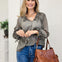 Woven Light Weight Long Sleeve Top With Draw String Neck and Wrist Detail