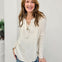 Solid Terry V-Neck Long Sleeve Top