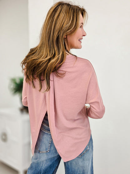 Textured Cropped Top With Waterfall Back Detail