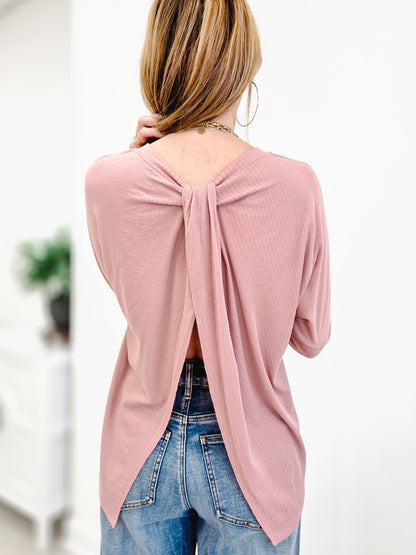 Textured Cropped Top With Waterfall Back Detail