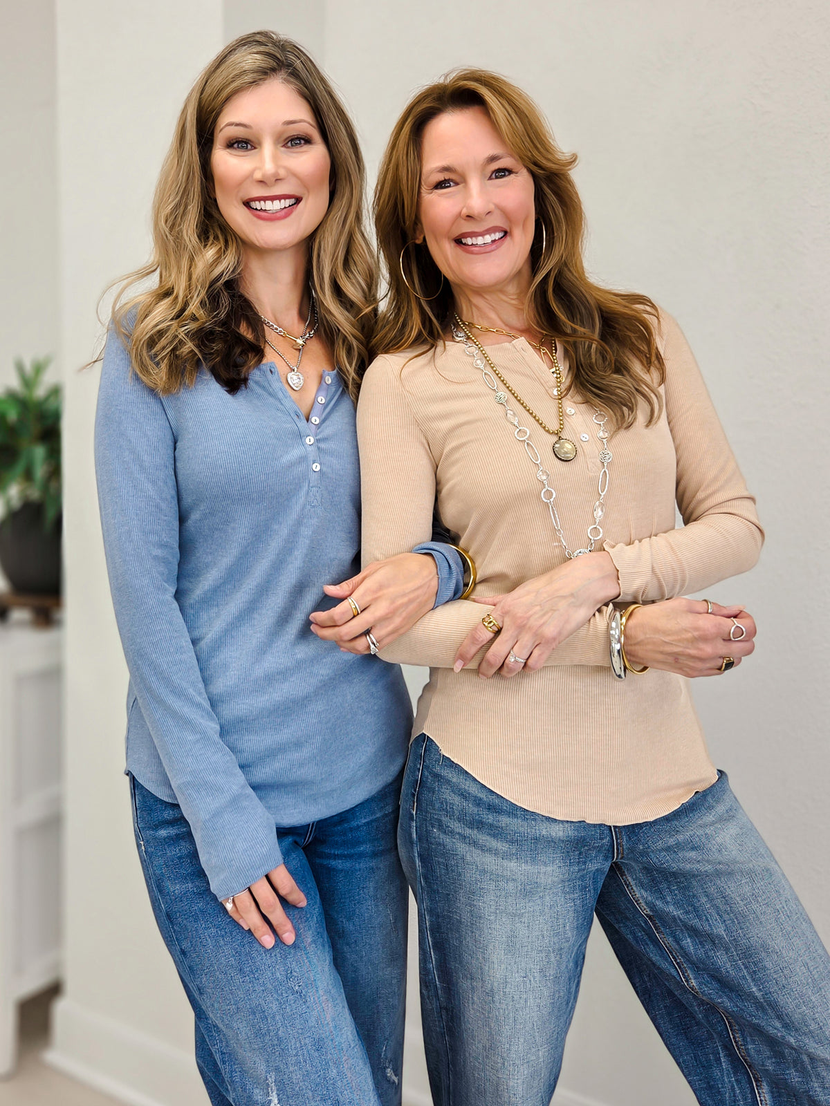 Soft Ribbed Long Sleeve Henley Top