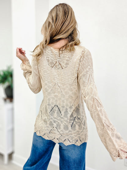 Pointelle Long Sleeve Sweater