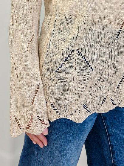 Pointelle Long Sleeve Sweater
