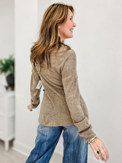 Brushed Sweater Waist Strap Cardigan Sweater