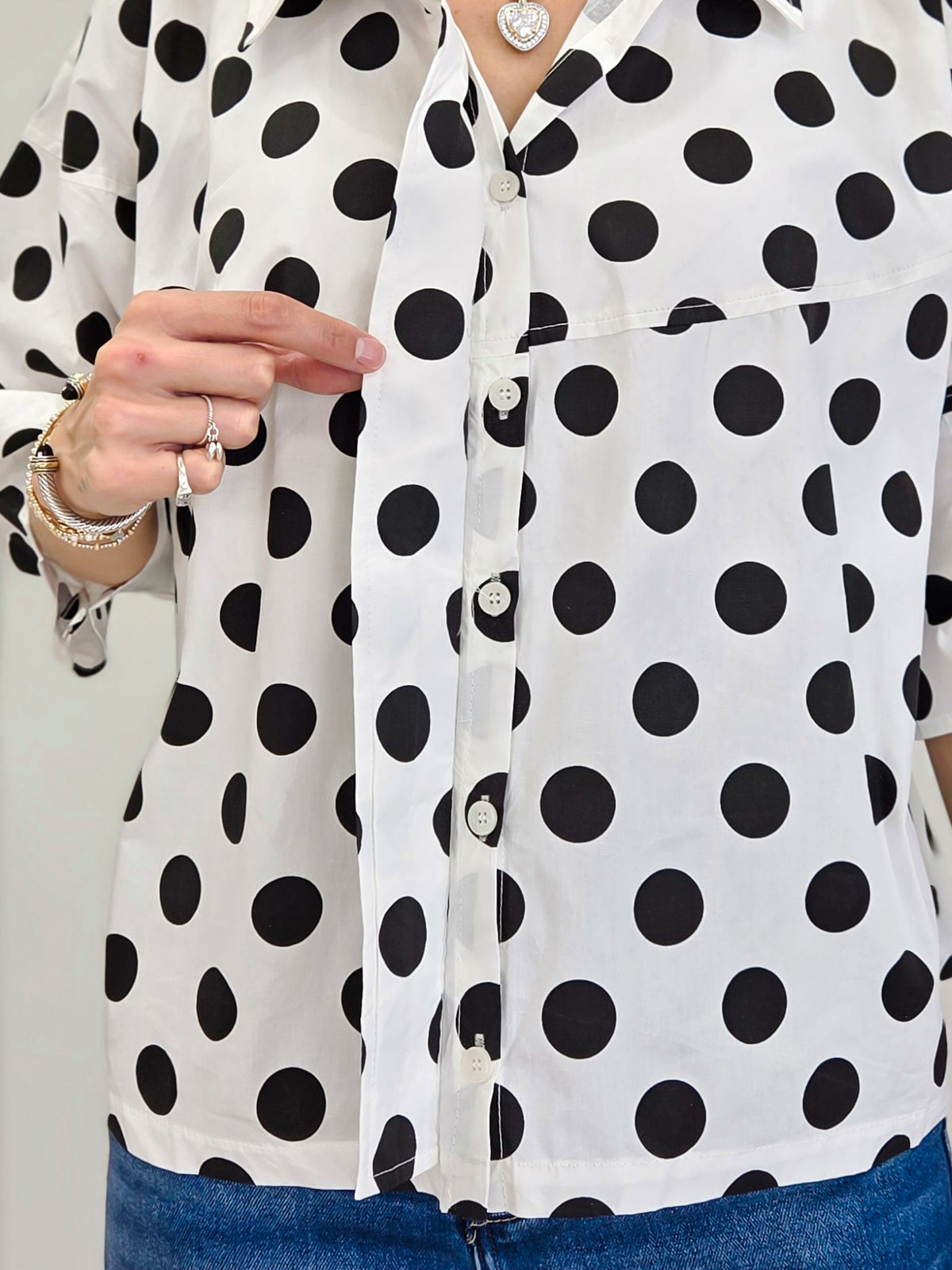 Simply Dotted Button Down Blouse