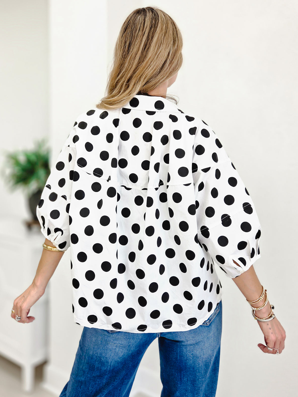 Simply Dotted Button Down Blouse