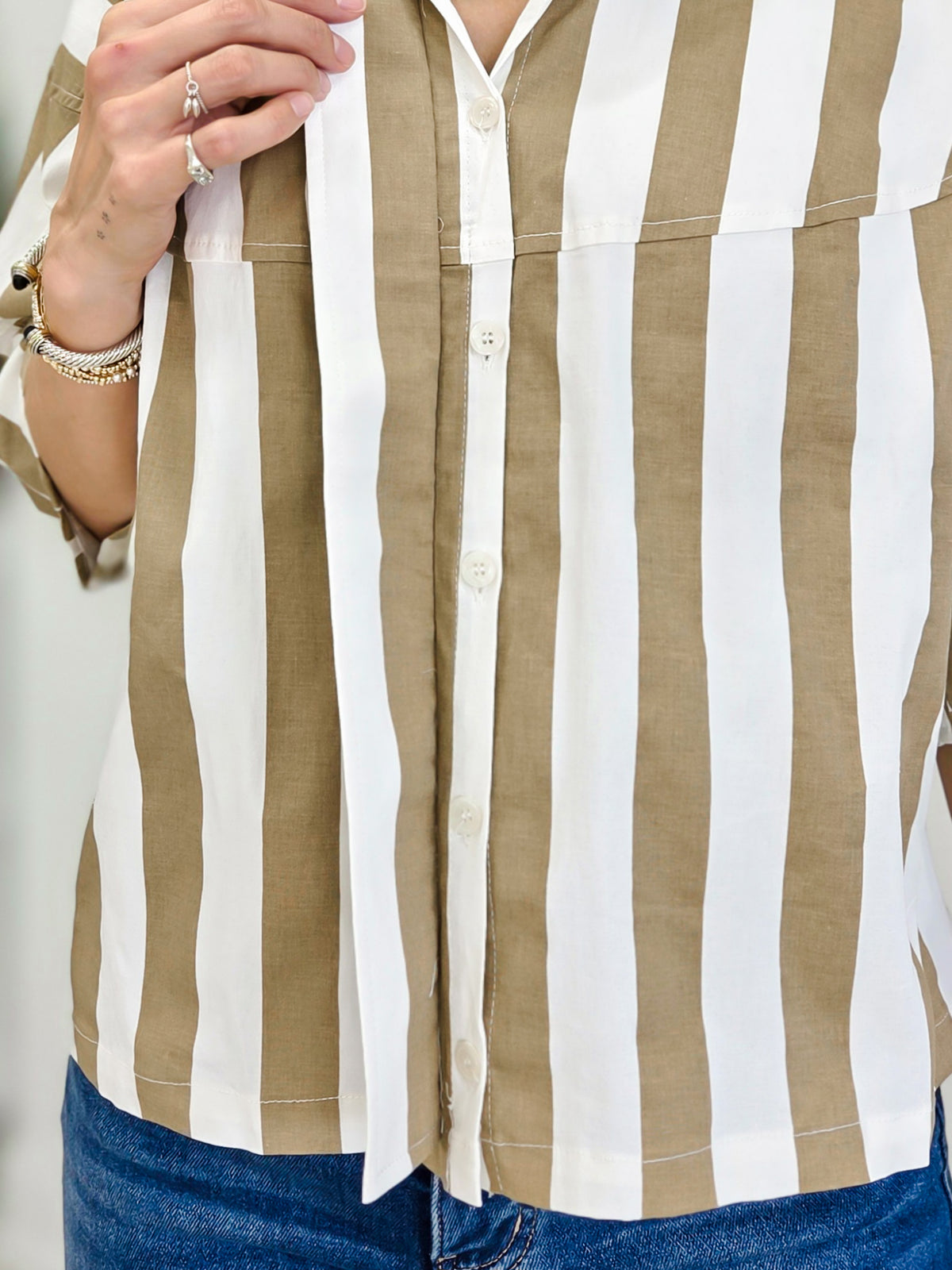 Simply Striped Button Down  Blouse