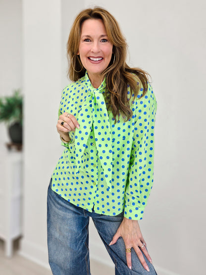 Dottie Darling Blouse With Neck Tie Detail