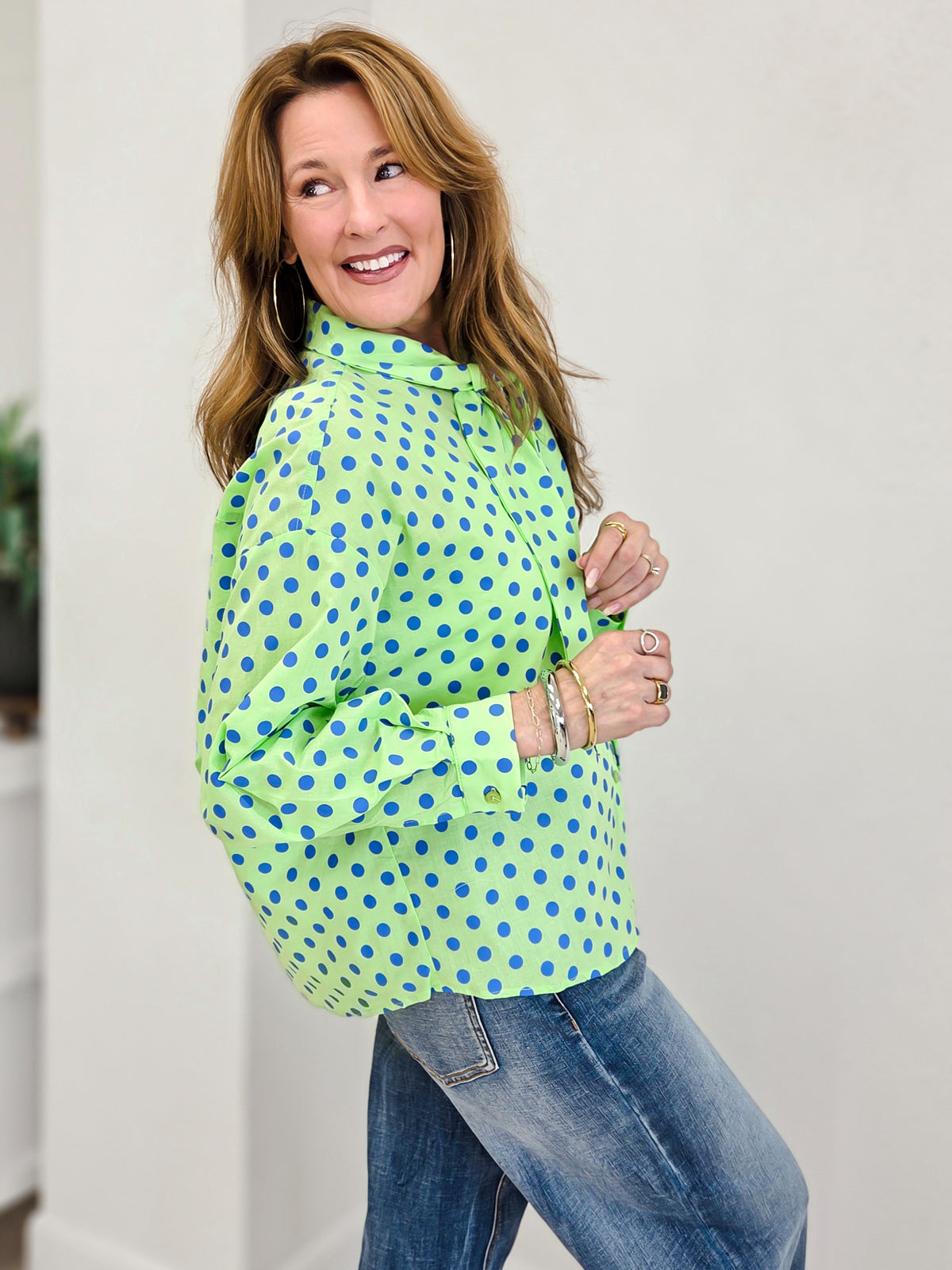 Dottie Darling Blouse With Neck Tie Detail