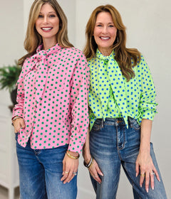 Dottie Darling Blouse With Neck Tie Detail