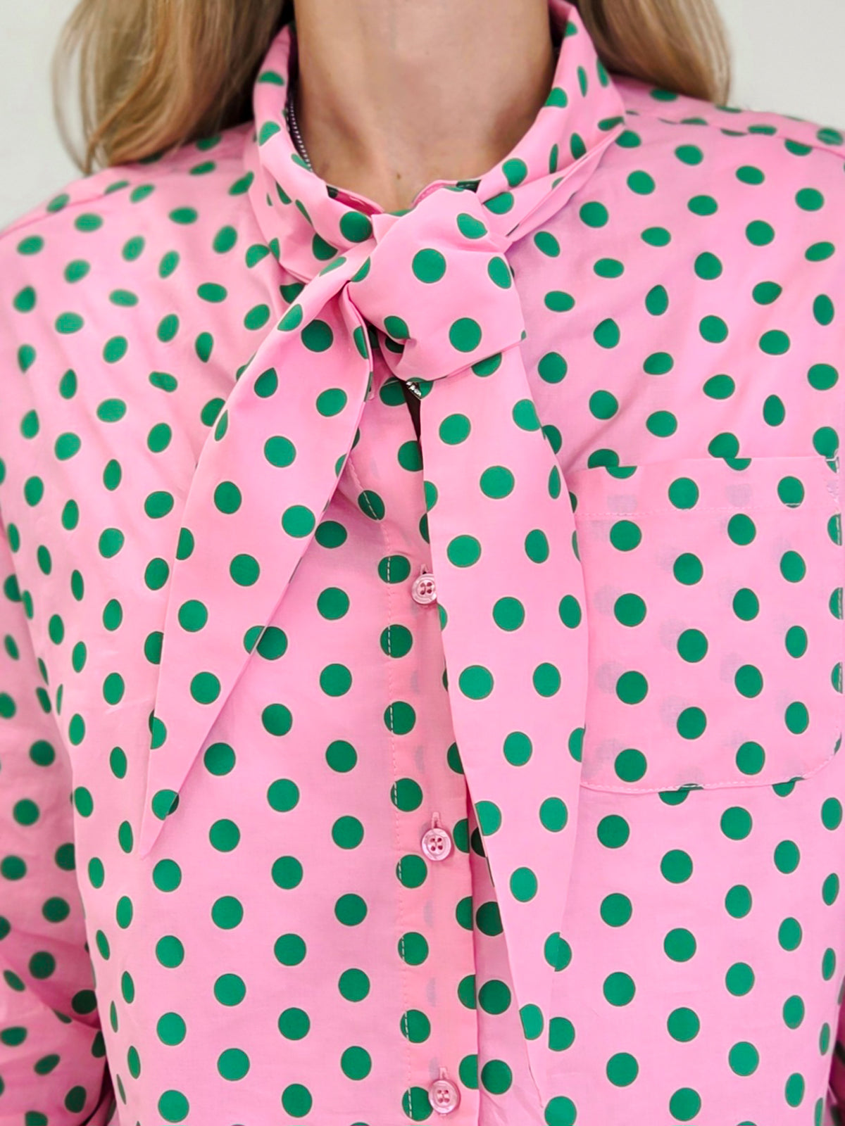 Dottie Darling Blouse With Neck Tie Detail