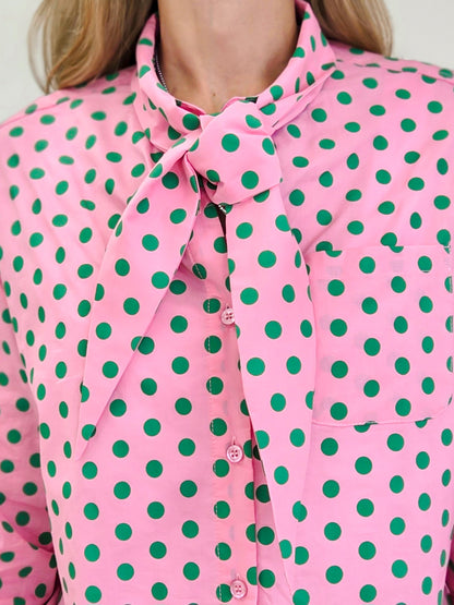Dottie Darling Blouse With Neck Tie Detail