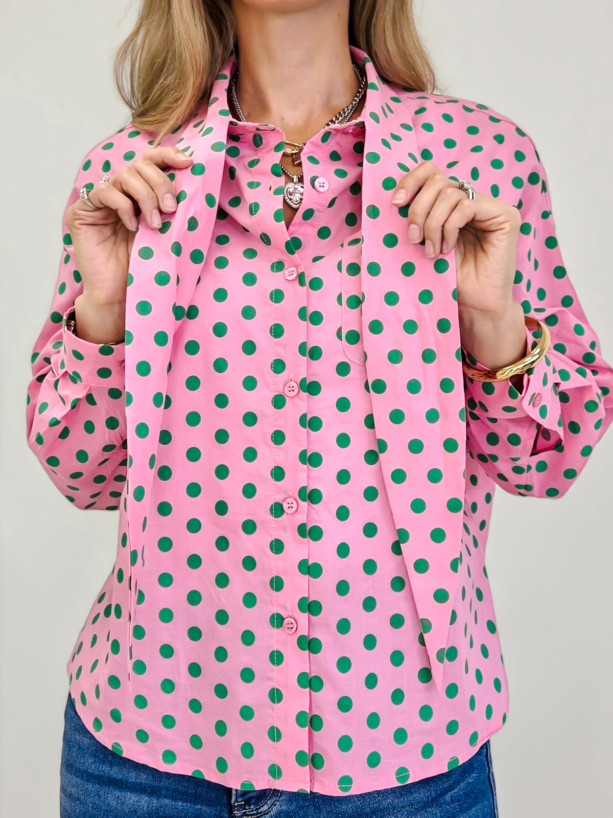 Dottie Darling Blouse With Neck Tie Detail
