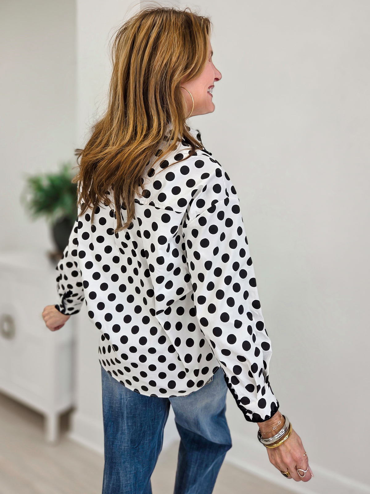 Lottie Embroidered Scallop Trim Cotton Shirt