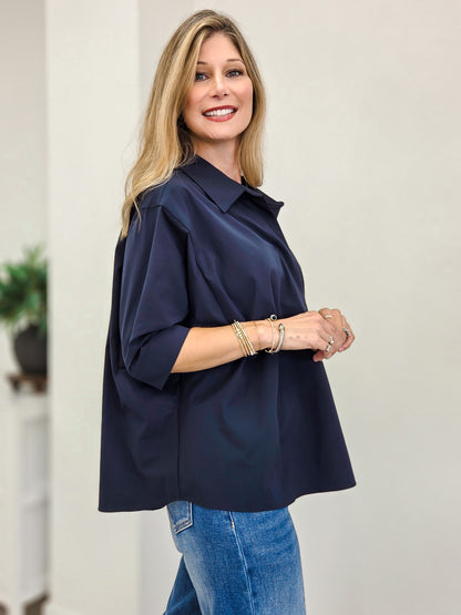 Kaia Modern Oversized Button Down Top