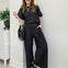 Sandy Poplin Set Featuring A Hi Lo Top & Wide Leg Pants