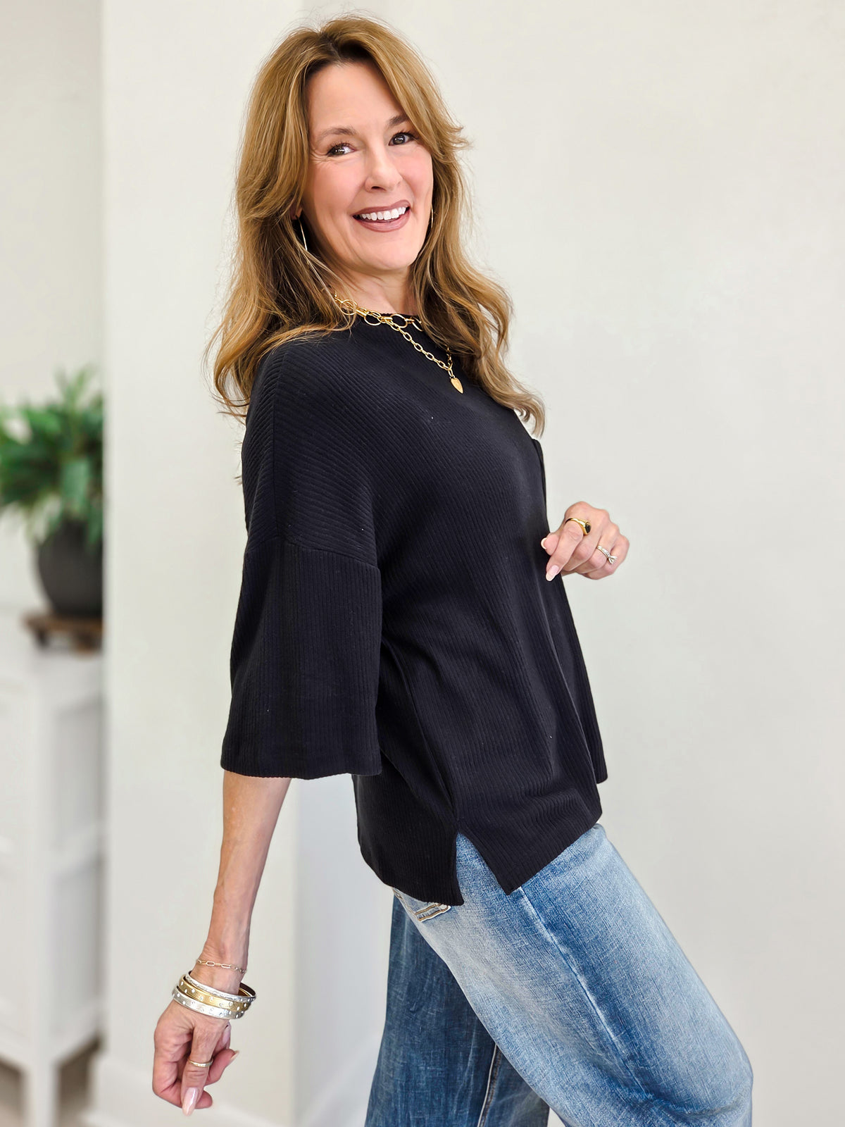 Brushed Rib Pocket Top