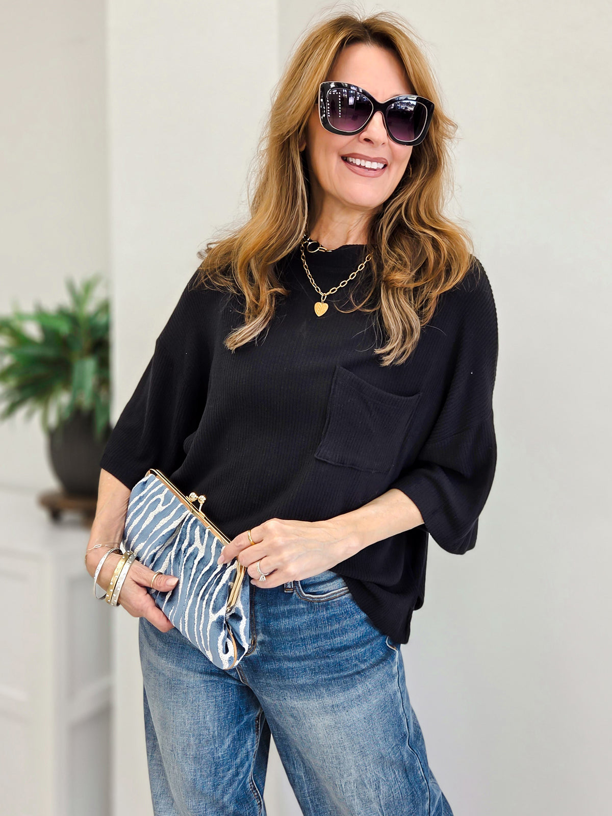 Brushed Rib Pocket Top